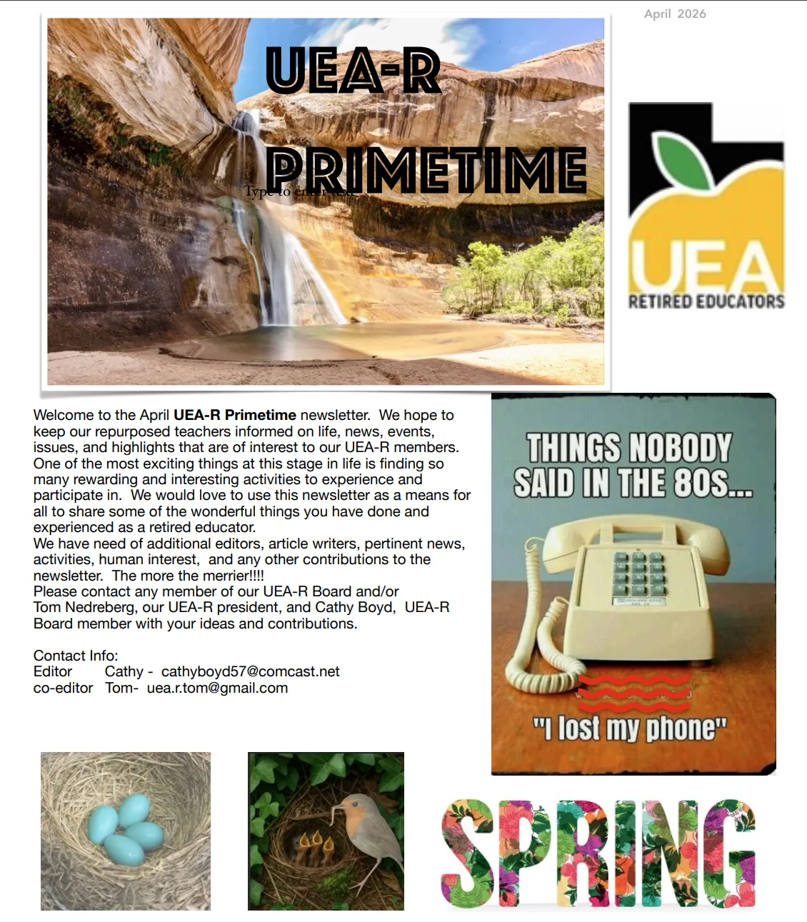 Photo of first page of UEA-Retired Newsletter
