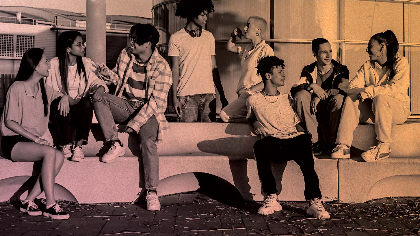 diverse students sitting together