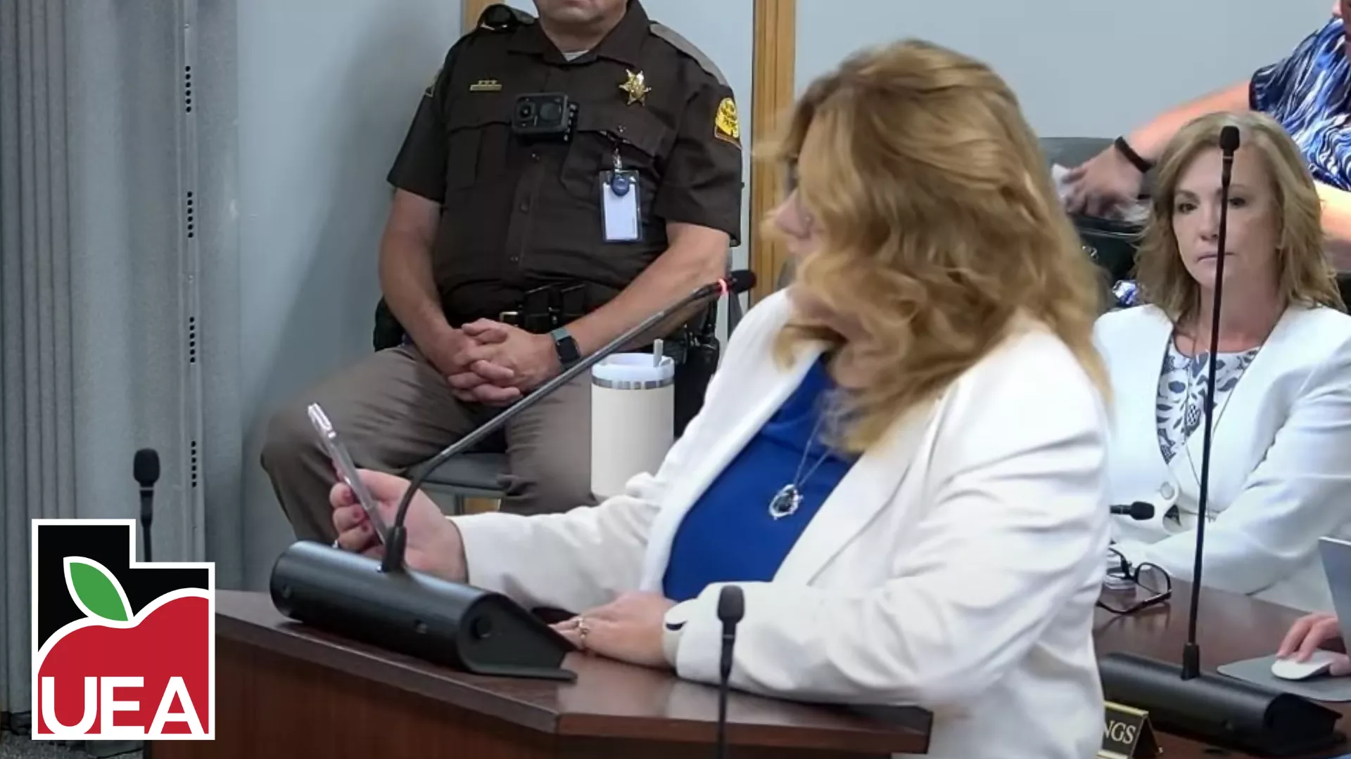 President Pinkney testifying at the state board of education. 