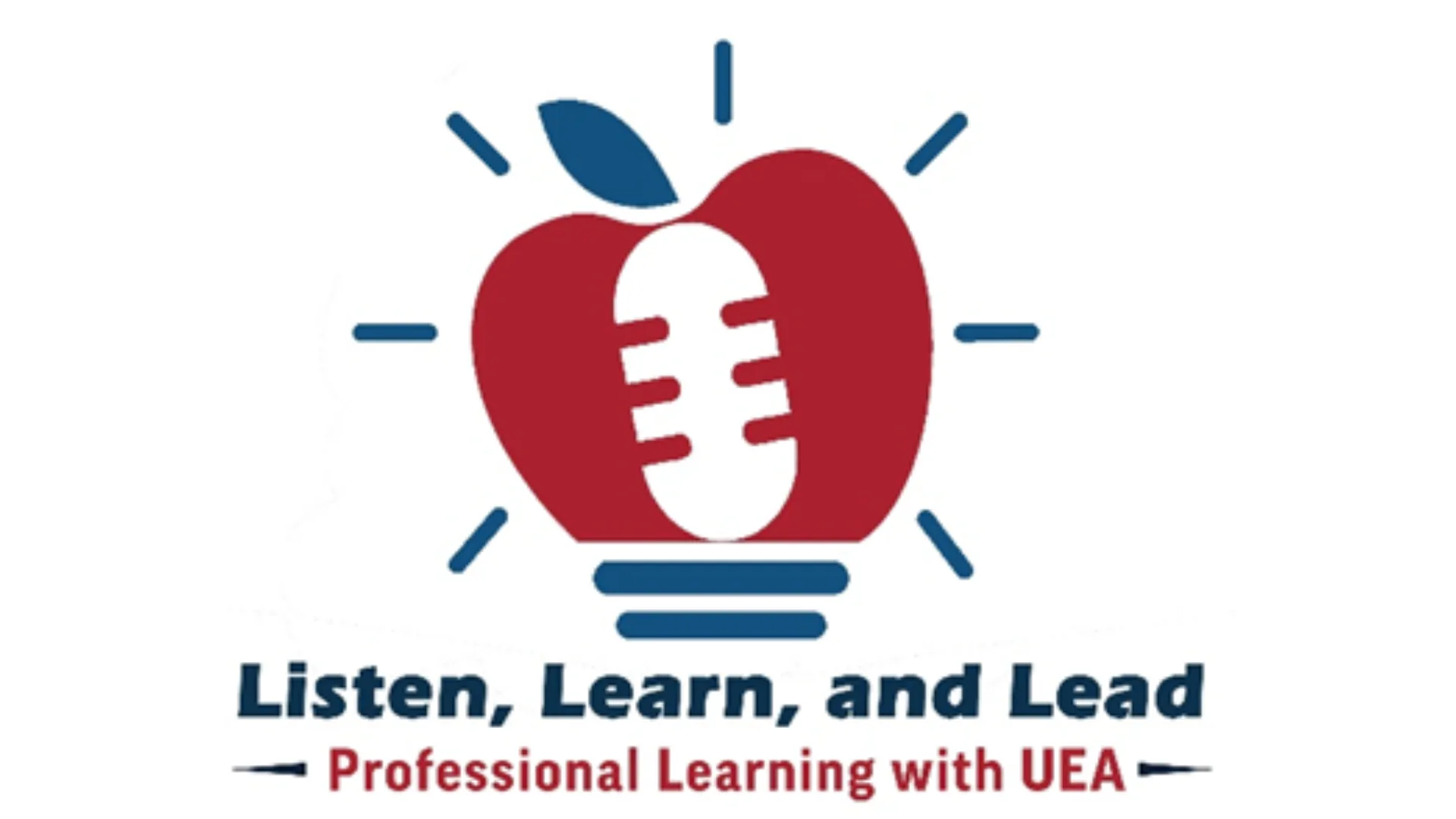UEA podcast logo of a microphone in an apple, with listen, learn and lead written below. 