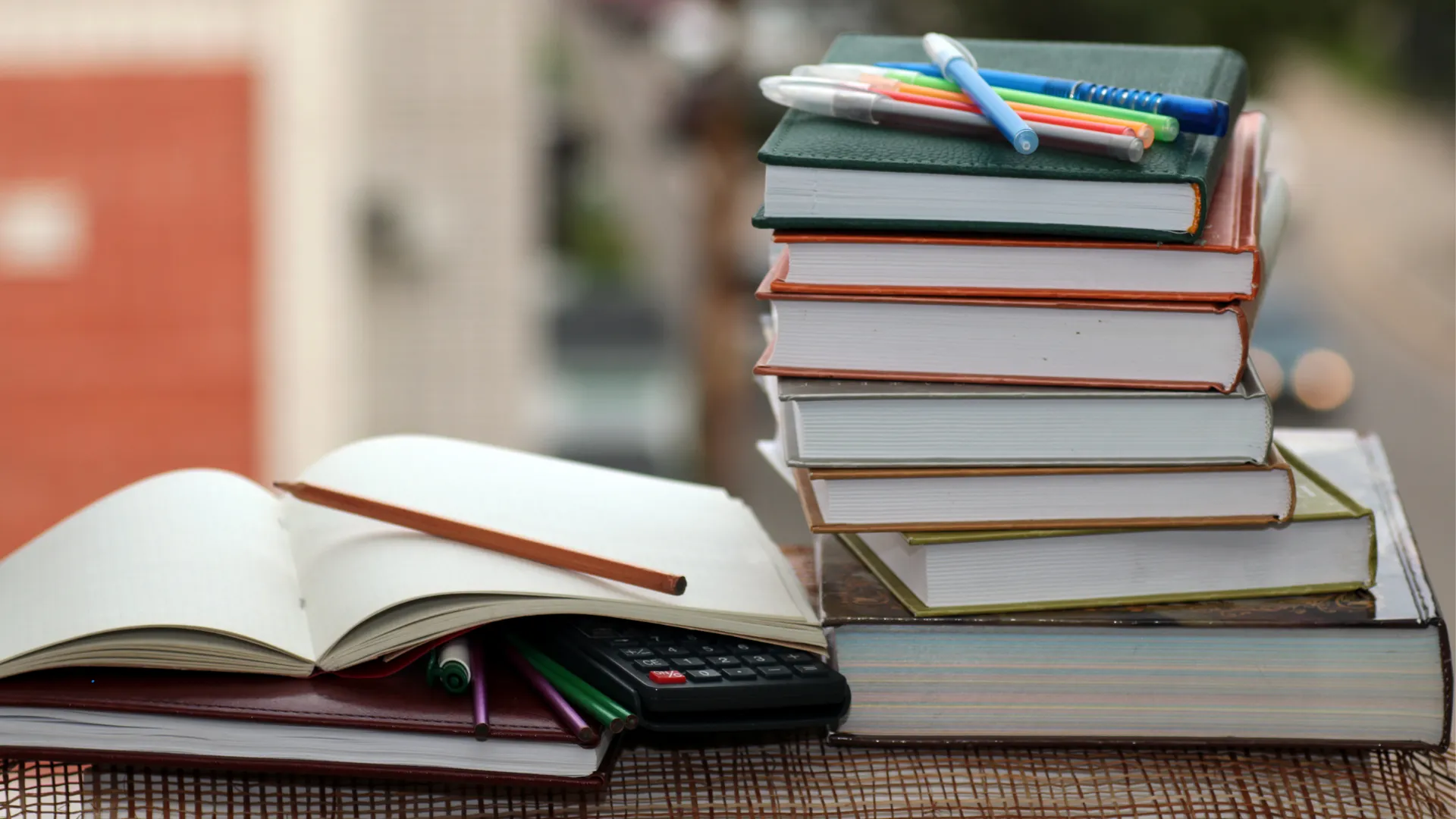 Photo of a stack of books.