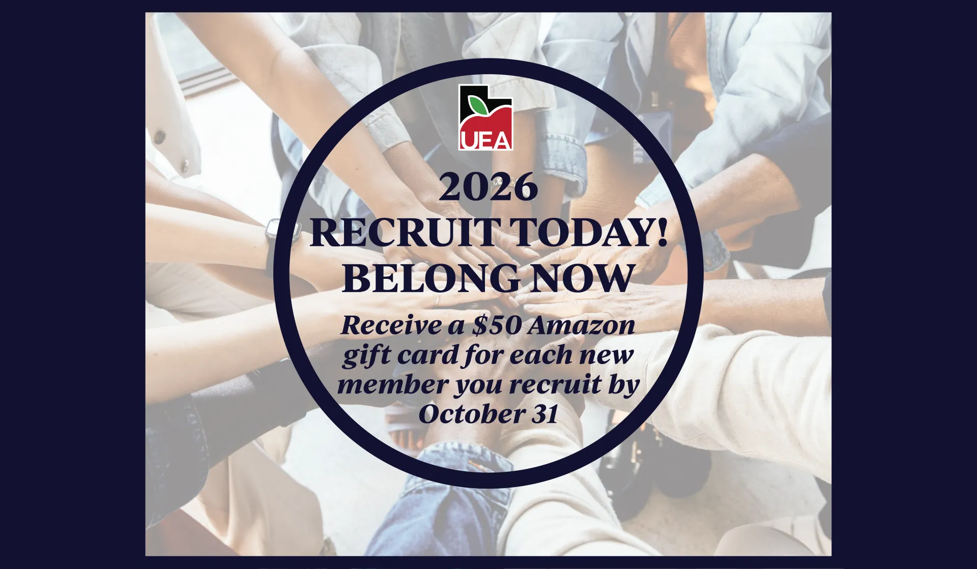 image of team hands with text over top 