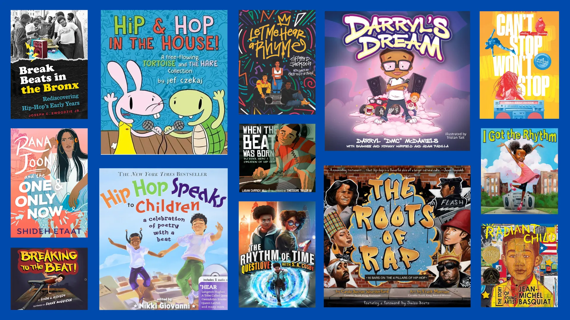 collage of book covers on the topic of hip hop