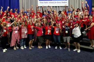 UEA members at the NEA RA cheering