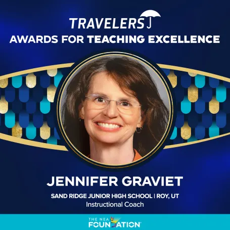 Picture of Jennifer Graviet in graphic announcing her win.