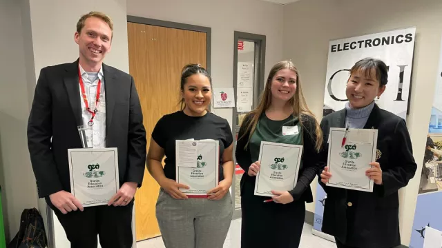 Aspiring educators pause for a picture after a day of mock interviews with the Granite Education Association